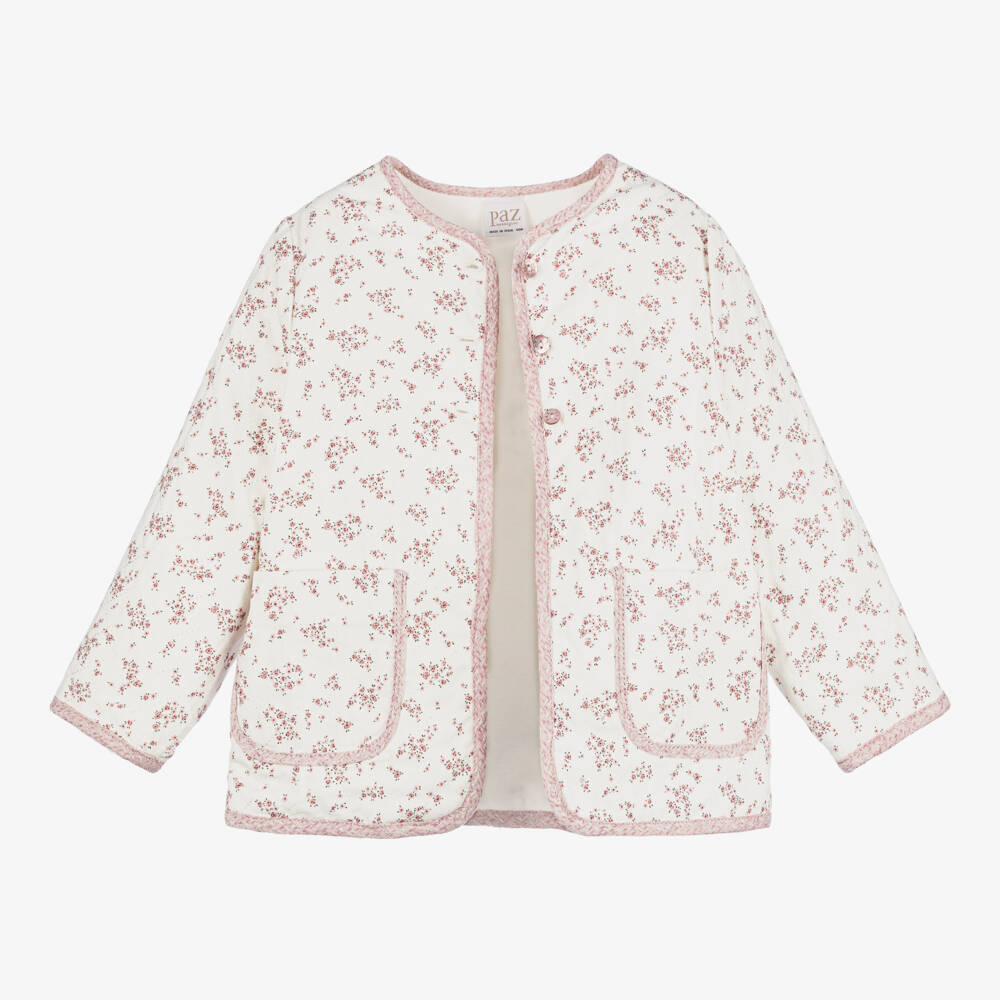 PAZ Rodríguez-Girls Pink & Ivory Floral Coat | Childrensalon Outlet