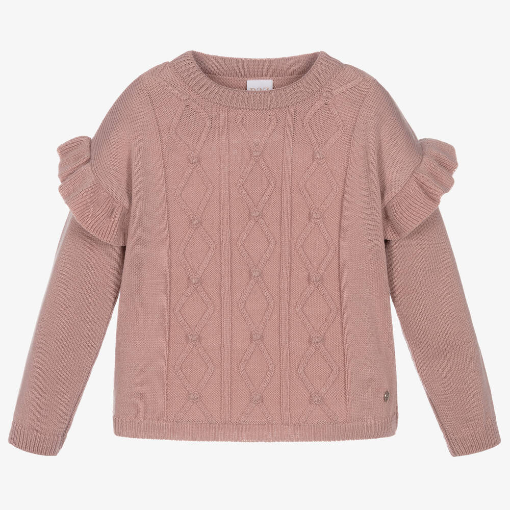 Paz Rodríguez - Розовый шерстяной свитер с рюшами | Childrensalon