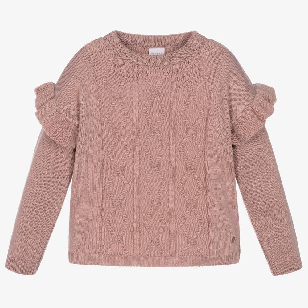 Paz Rodríguez - Rosa Wollstrickpullover mit Rüschen | Childrensalon