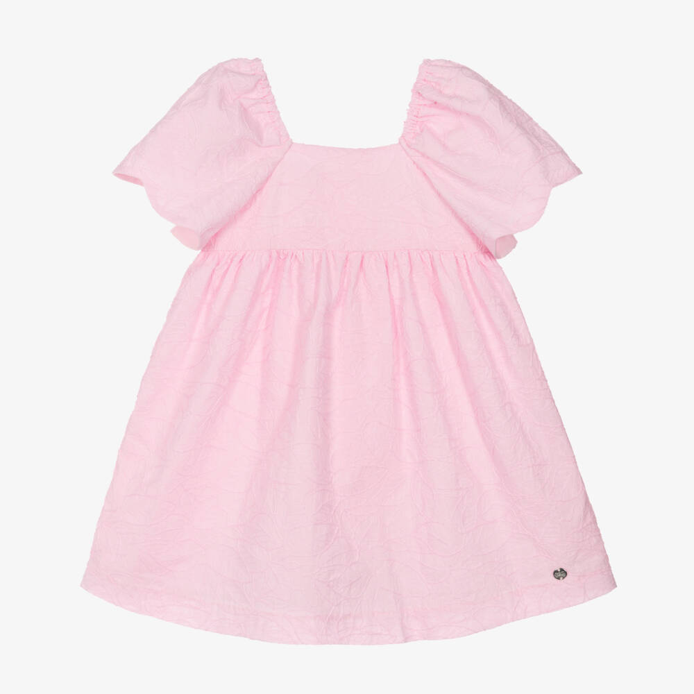 PAZ Rodríguez-Girls Pink Leaf-Embroidered Cotton Dress | Childrensalon Outlet