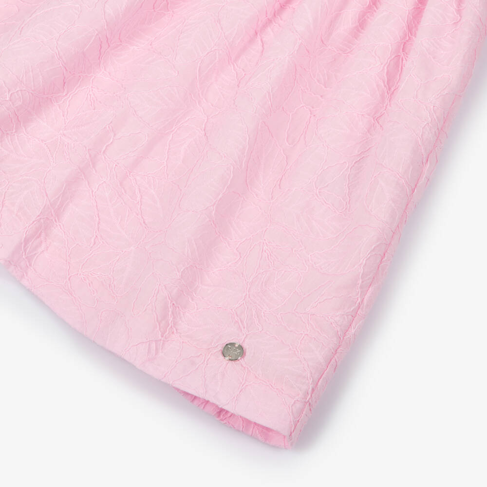 PAZ Rodríguez-Girls Pink Leaf-Embroidered Cotton Dress | Childrensalon Outlet