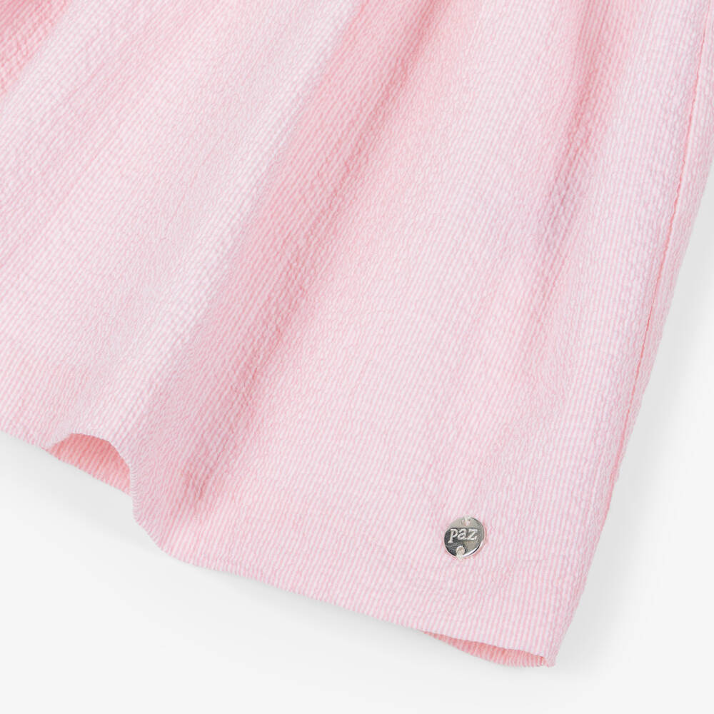 PAZ Rodríguez-Girls Pink Seersucker Dress with Ric Rac Trims | Childrensalon Outlet