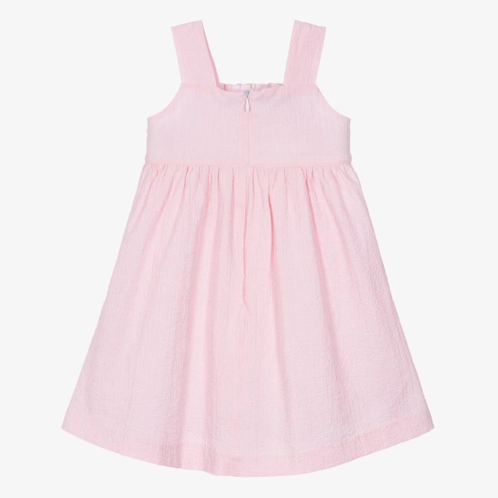 PAZ Rodríguez-Girls Pink Seersucker Dress with Ric Rac Trims | Childrensalon Outlet