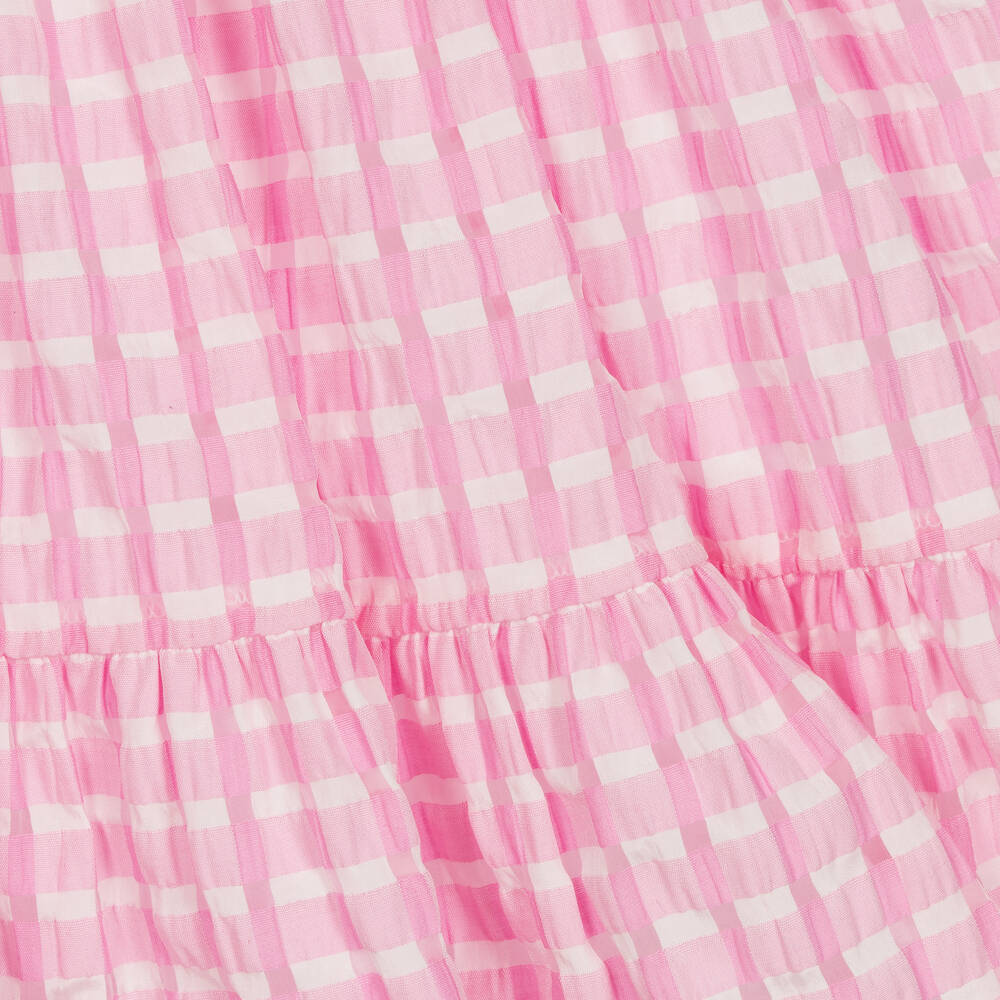 PAZ Rodríguez-Girls Pink Shirred Gingham Seersucker Dress | Childrensalon Outlet