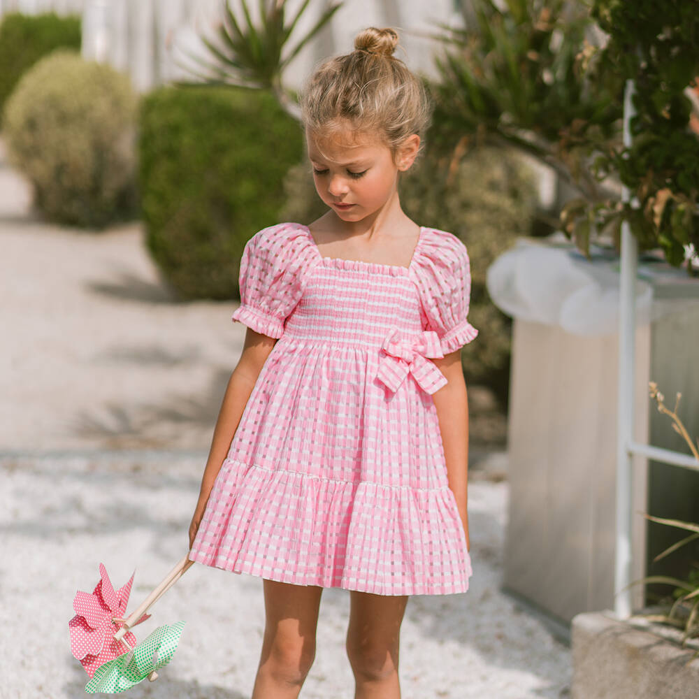 Pink seersucker dress hot sale