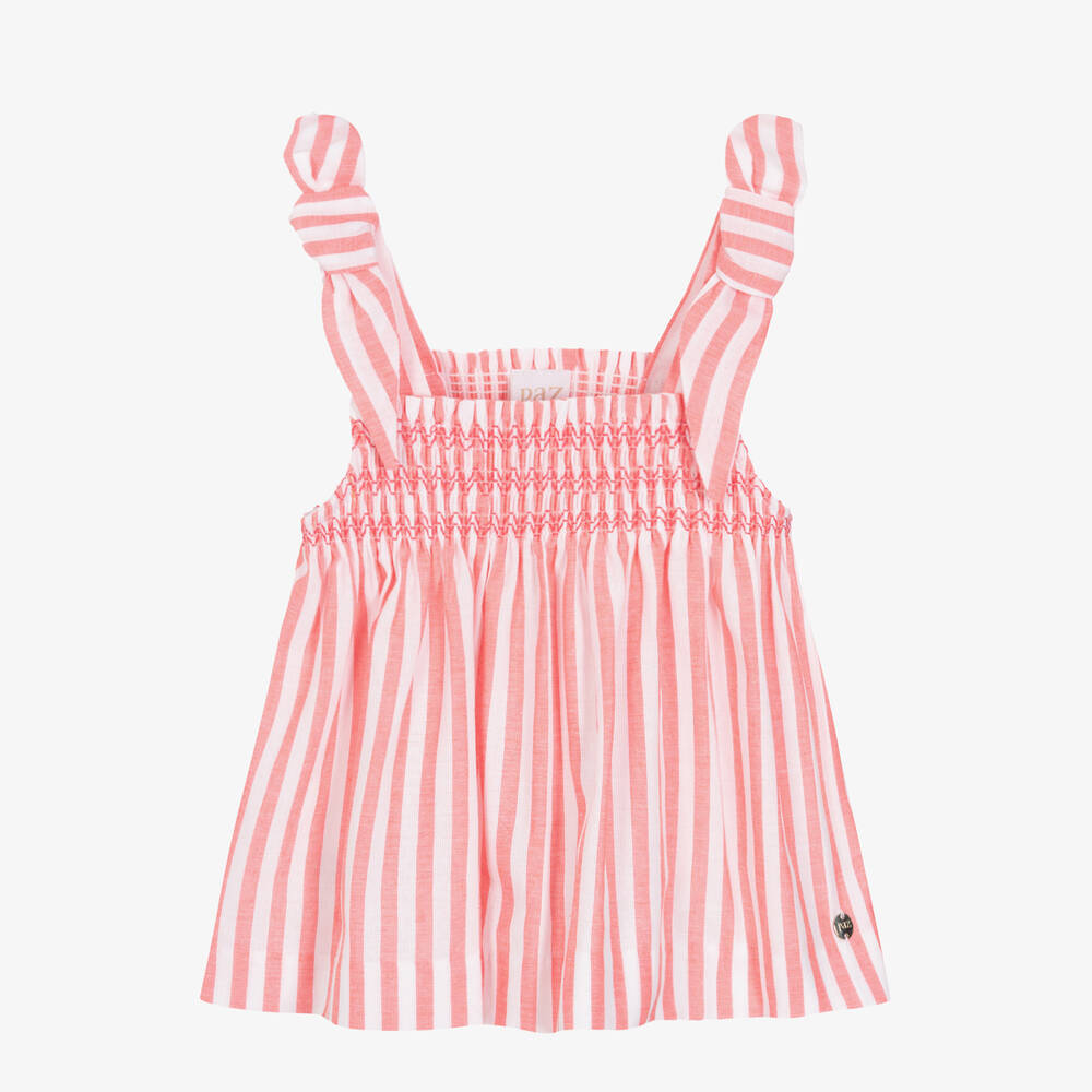 Paz Rodríguez - Girls Pink Striped Cotton Top | Childrensalon