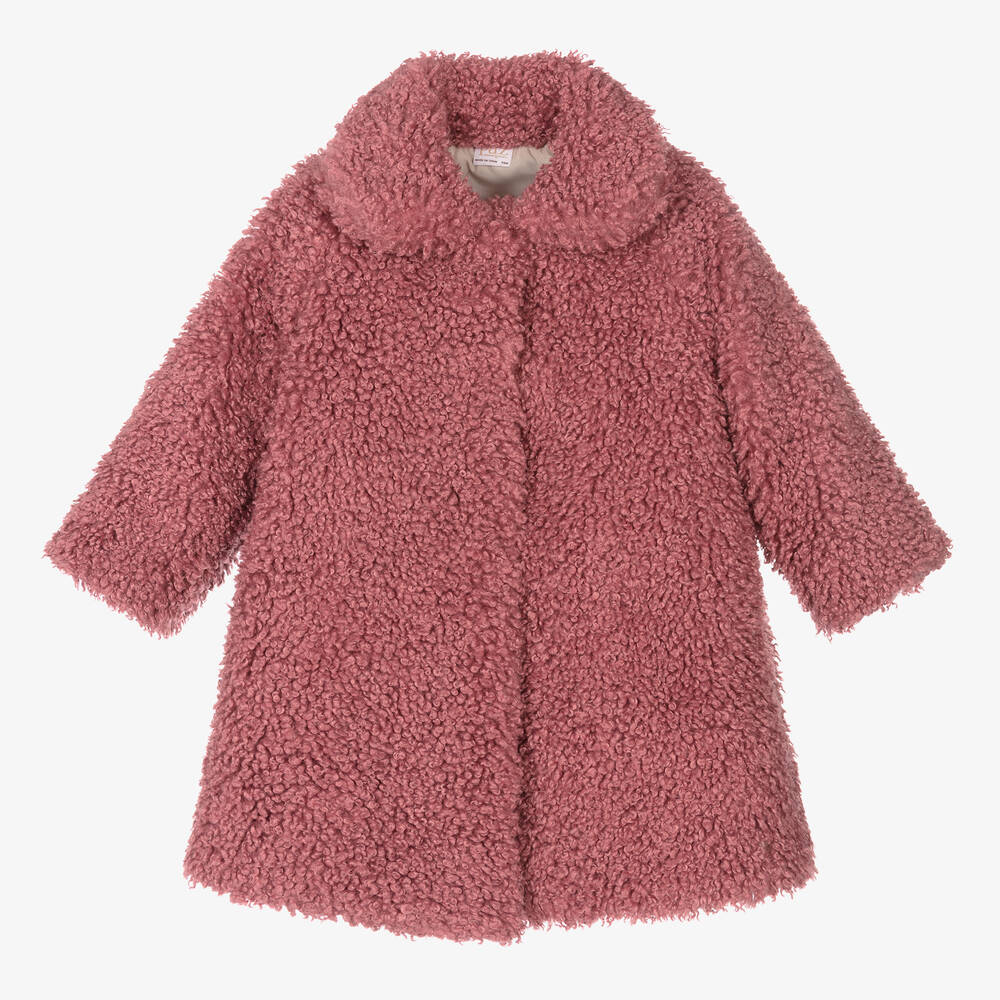 Paz Rodríguez - Girls Pink Teddy Fleece Coat | Childrensalon