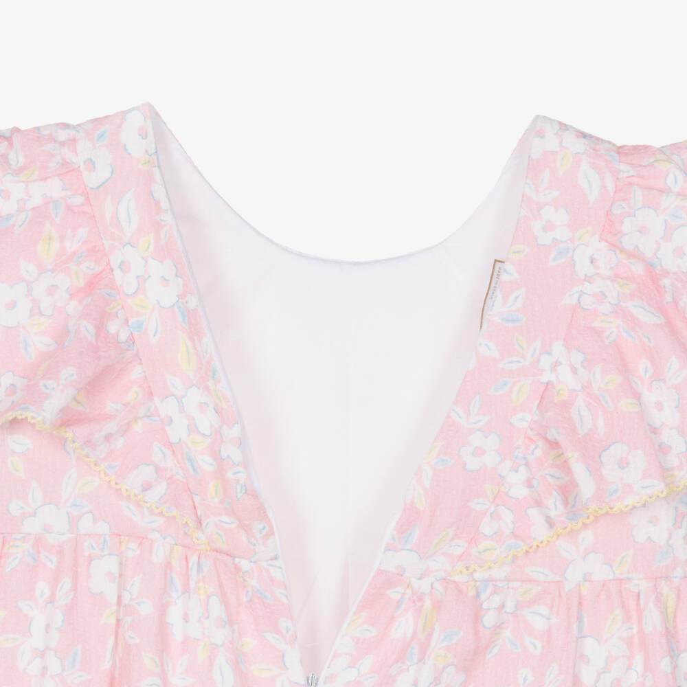 PAZ Rodríguez-Girls Pink & White Floral Print Cotton Dress | Childrensalon Outlet