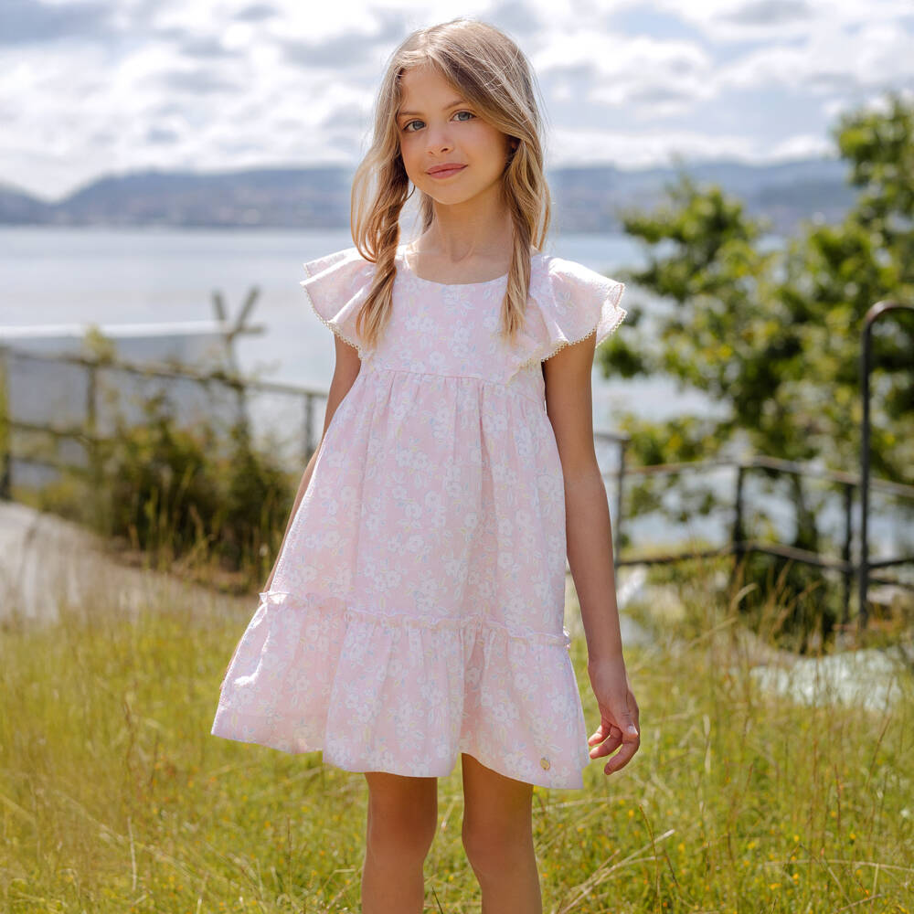 PAZ Rodríguez-Girls Pink & White Floral Print Cotton Dress | Childrensalon Outlet