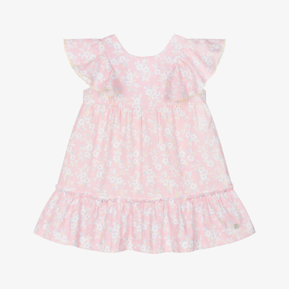 PAZ Rodríguez-Girls Pink & White Floral Print Cotton Dress | Childrensalon Outlet
