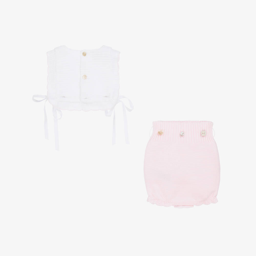 PAZ Rodríguez-Girls' Pink & White Knit Romper | Childrensalon Outlet