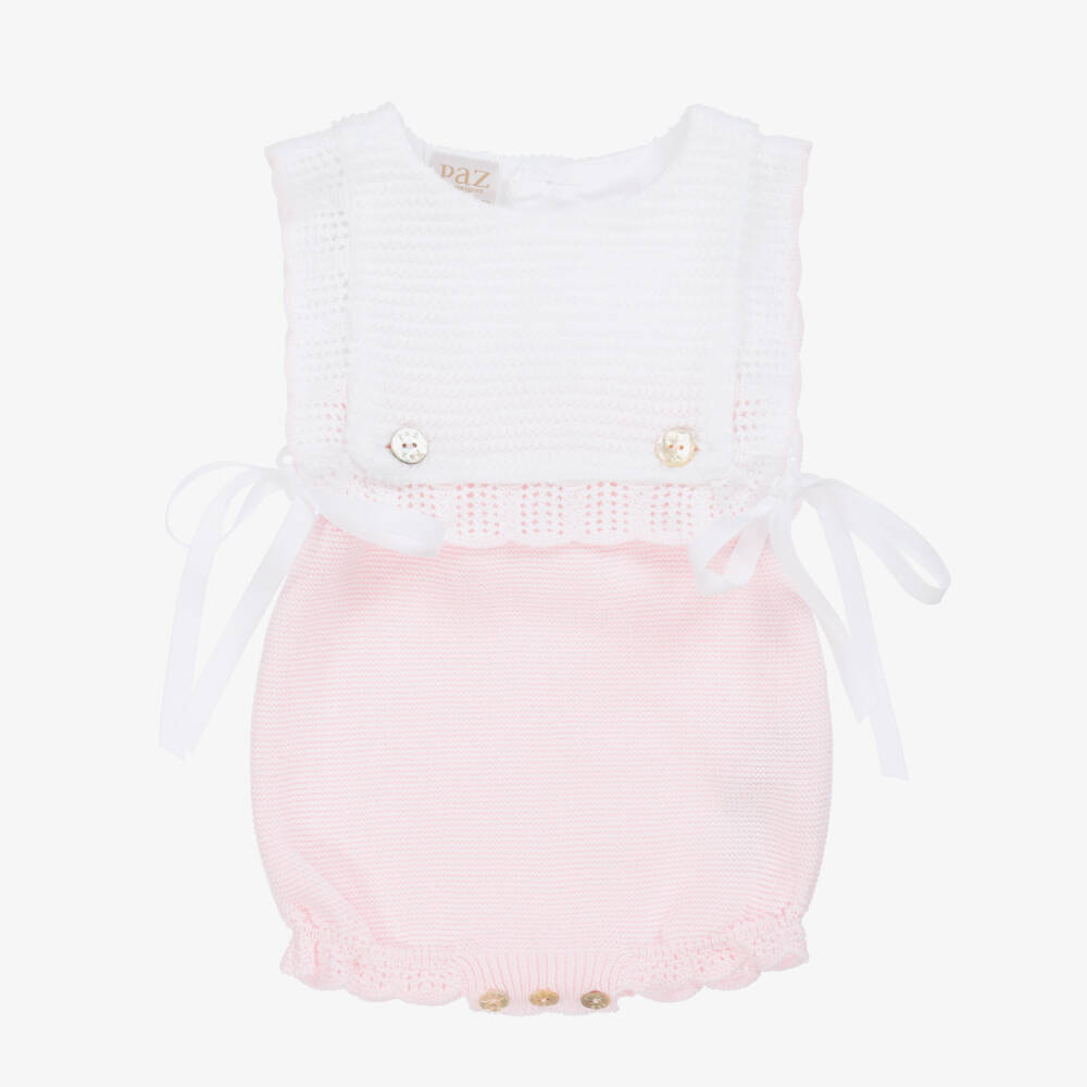 PAZ Rodríguez-Girls' Pink & White Knit Romper | Childrensalon Outlet
