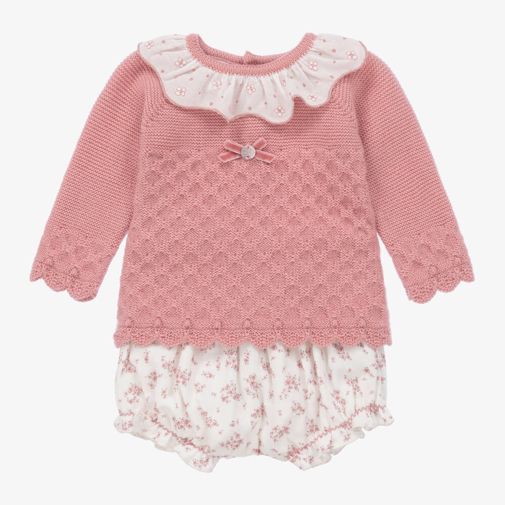 PAZ Rodríguez-Girls Pink Wool & Cotton Outfit | Childrensalon Outlet