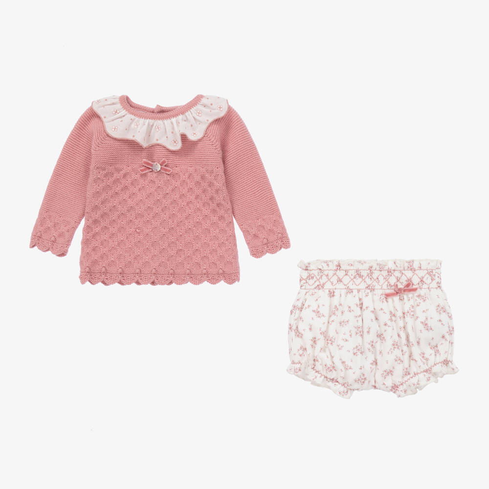 PAZ Rodríguez-Girls Pink Wool & Cotton Outfit | Childrensalon Outlet