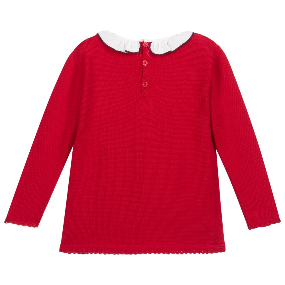Red sweater with white collar shop