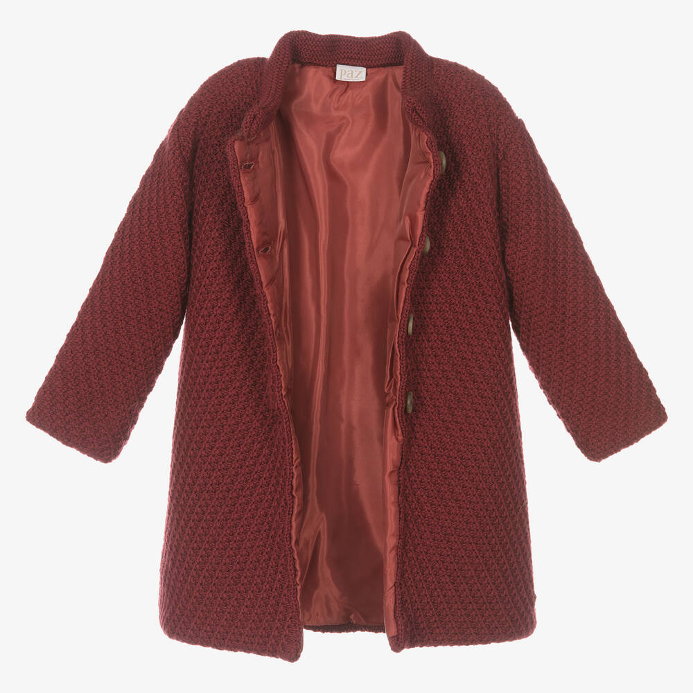 PAZ Rodríguez-Girls Red Knitted Wool Coat | Childrensalon Outlet
