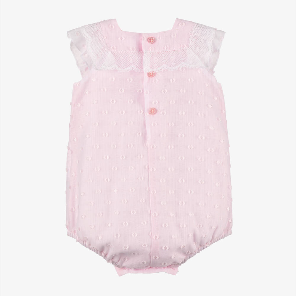 PAZ Rodríguez-Girls Rosy Lace-Trim Cotton Romper | Childrensalon Outlet