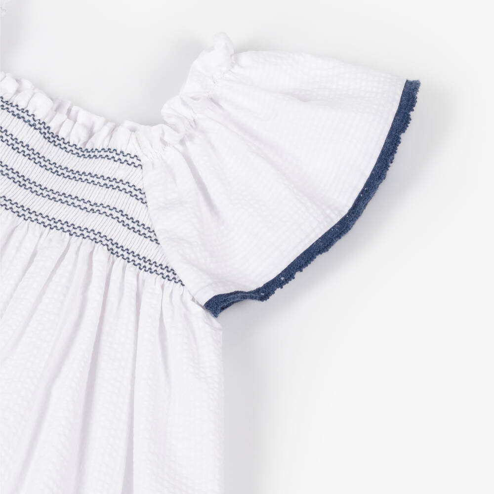 PAZ Rodríguez-فستان بناتي من قماش سييرساكر بتصميم مجعد | Childrensalon Outlet