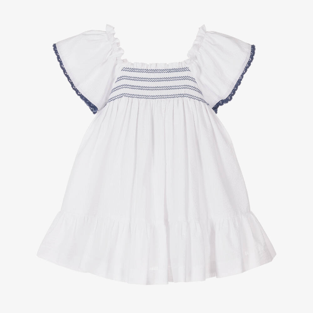 PAZ Rodríguez-فستان بناتي من قماش سييرساكر بتصميم مجعد | Childrensalon Outlet