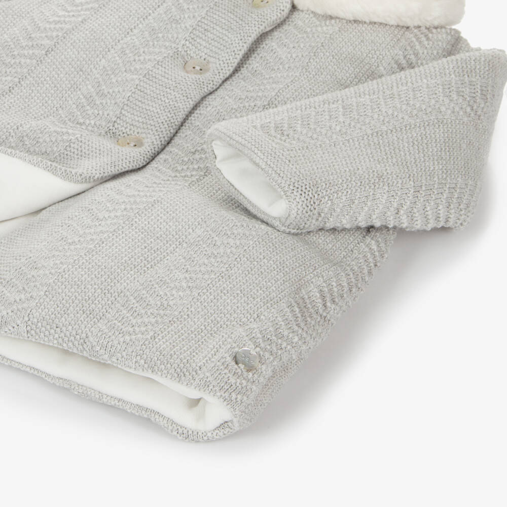 PAZ Rodríguez-Girls Soft Grey Knitted Overcoat | Childrensalon Outlet