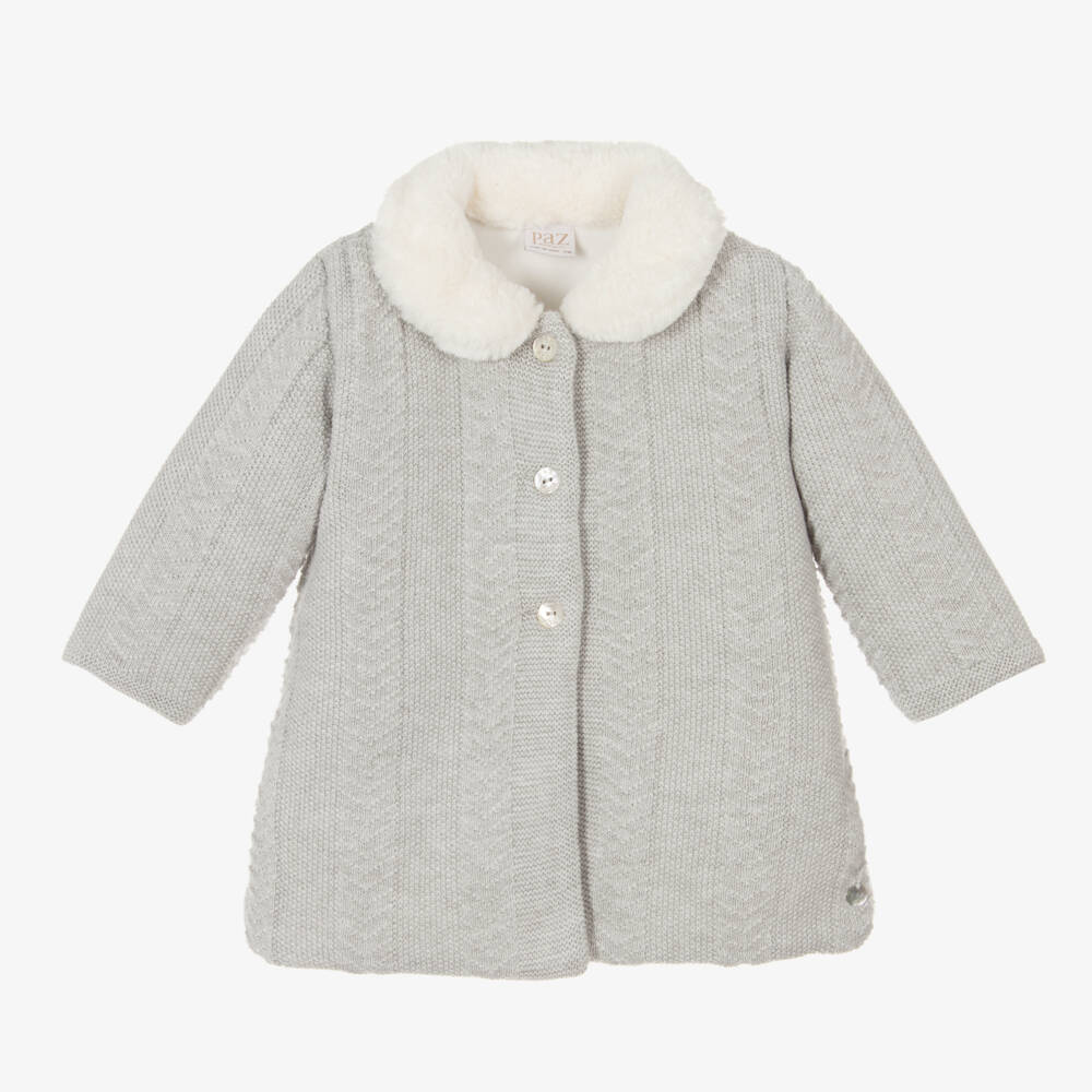 Paz Rodríguez-Girls Soft Grey Knitted Overcoat | Childrensalon Outlet