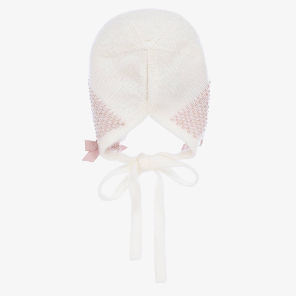 PAZ Rodríguez-Girls Soft Ivory & Blush Knit Bonnet | Childrensalon Outlet