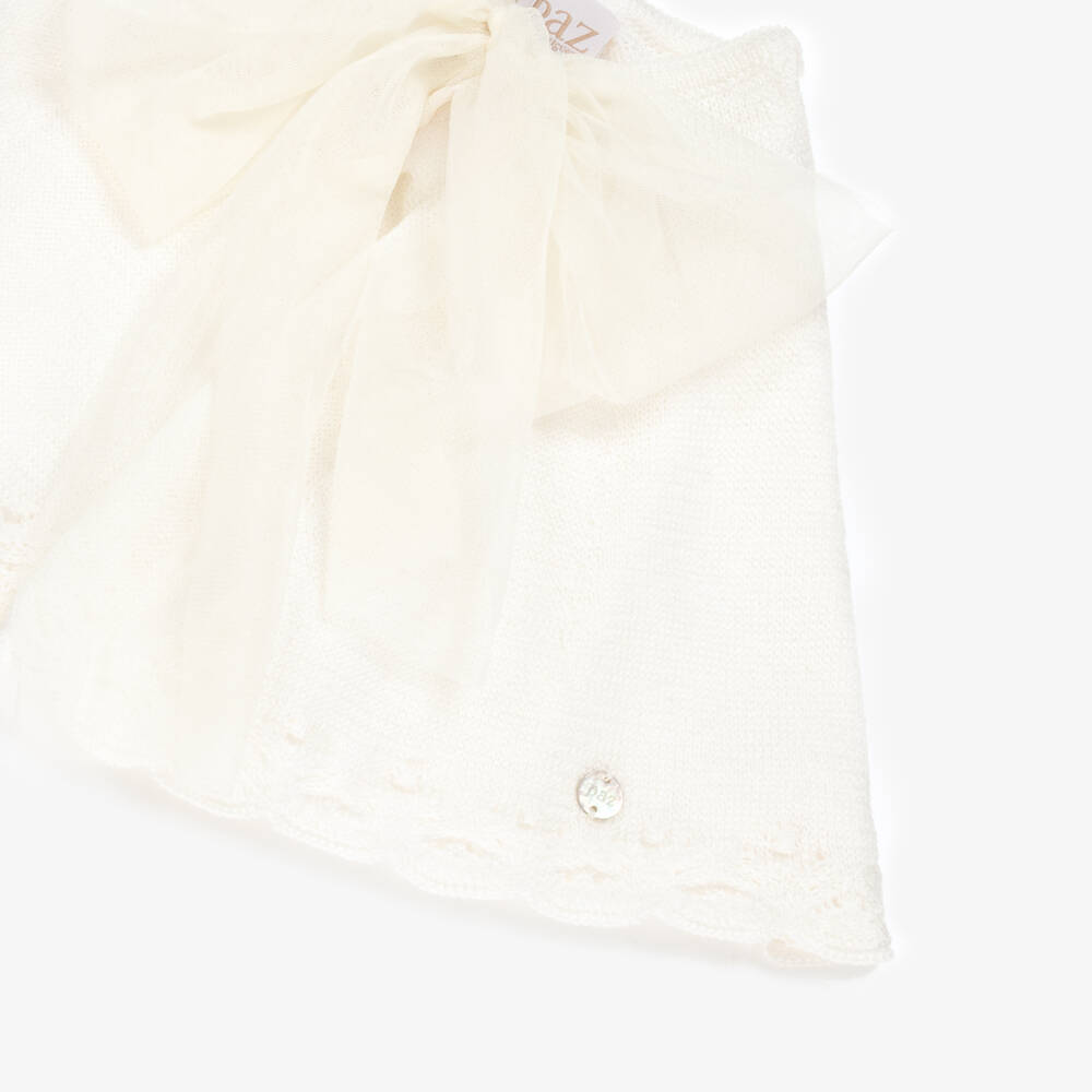PAZ Rodríguez-Кремовая мягкая вязаная накидка для девочек | Childrensalon Outlet