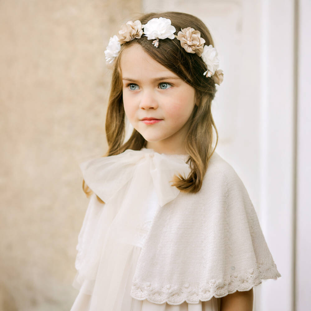 PAZ Rodríguez-Кремовая мягкая вязаная накидка для девочек | Childrensalon Outlet