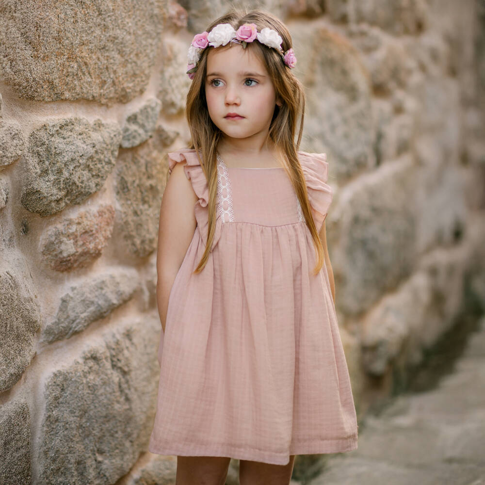 PAZ Rodríguez-Girls Soft Pink Ruffled Voile Dress | Childrensalon Outlet
