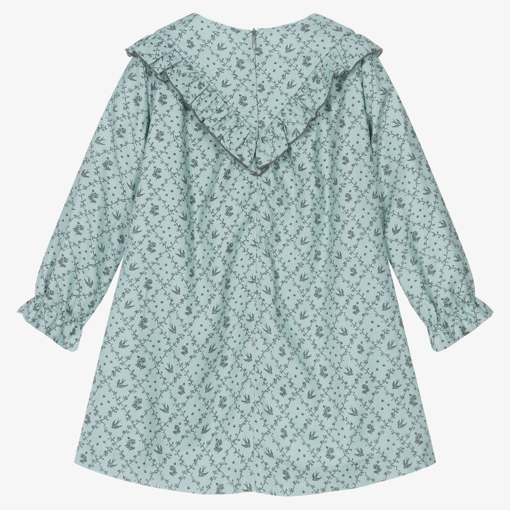 PAZ Rodríguez-Girls Teal Blue Cotton Floral Dress | Childrensalon Outlet