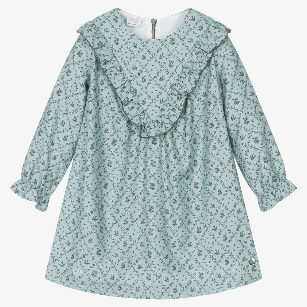 Paz Rodríguez - Girls Teal Blue Cotton Floral Dress | Childrensalon