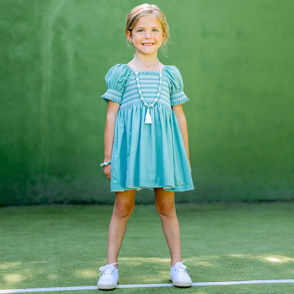 PAZ Rodríguez-فستان قطن لون أزرق تركواز | Childrensalon Outlet