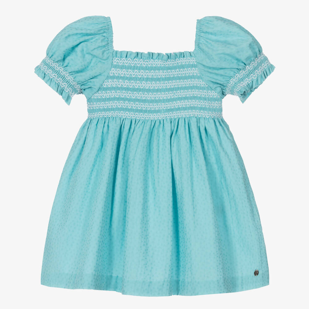 Paz Rodríguez - Robe turquoise en coton fille  | Childrensalon