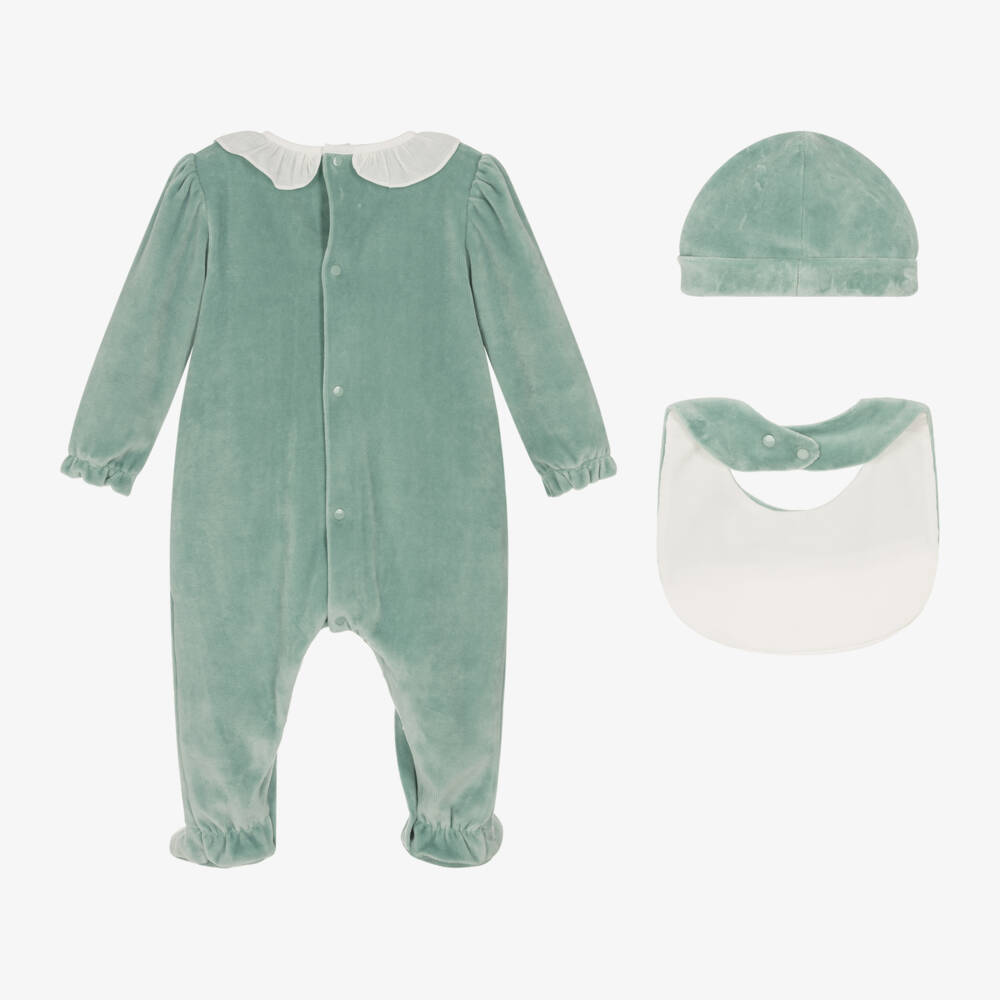 PAZ Rodríguez-Girls Velvet Green Babysuit Trio | Childrensalon Outlet