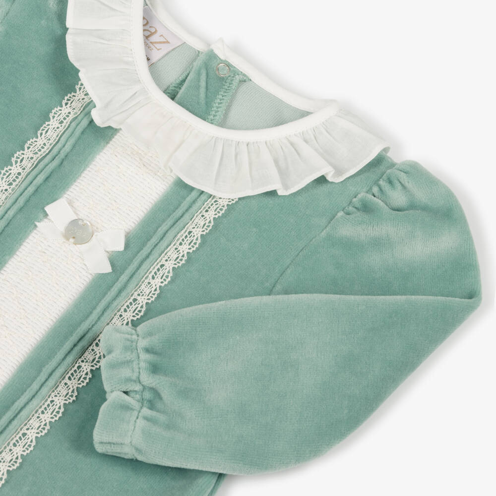 PAZ Rodríguez-Girls Velvet Green Babysuit Trio | Childrensalon Outlet