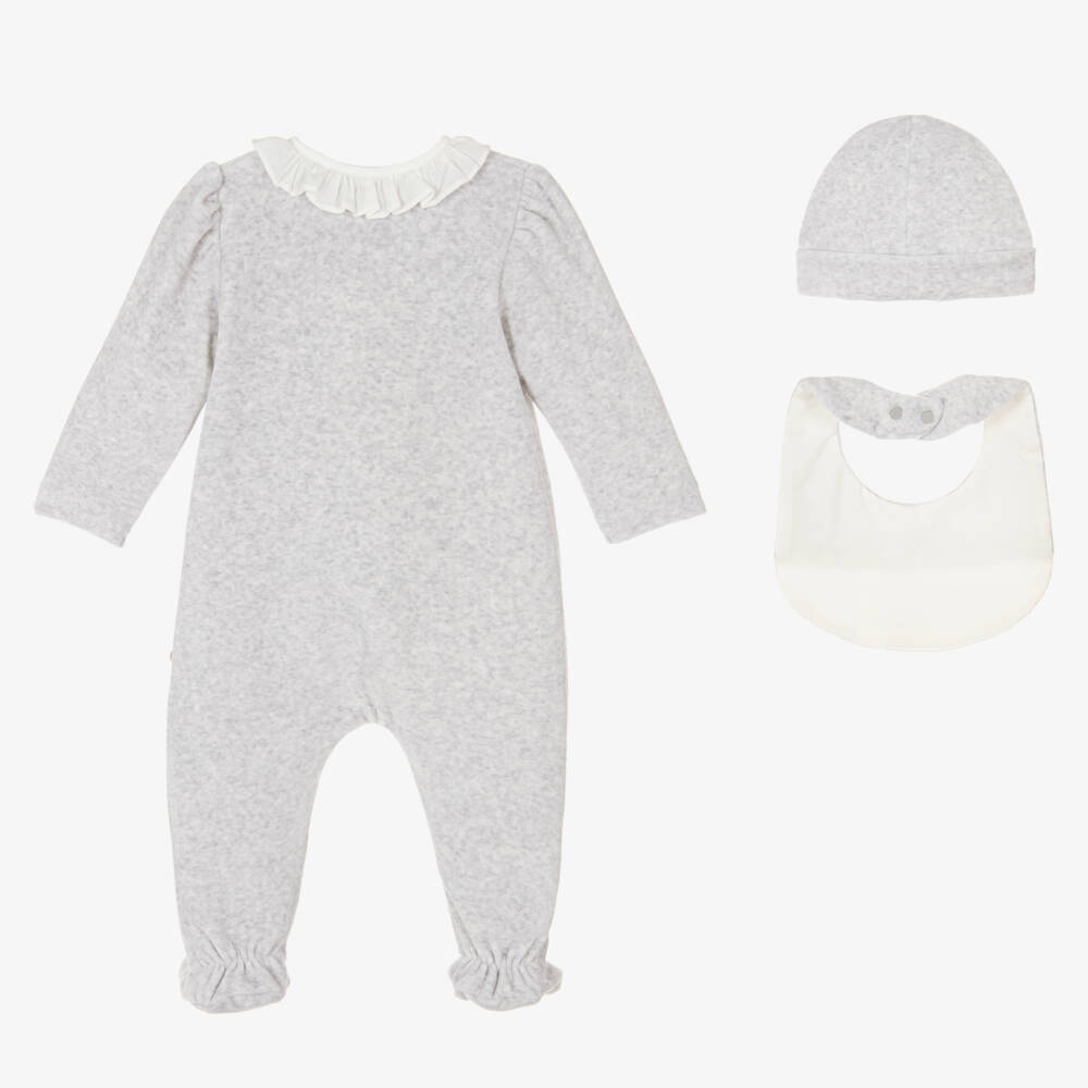 PAZ Rodríguez-Girls Velvet Grey Ruffle Set | Childrensalon Outlet