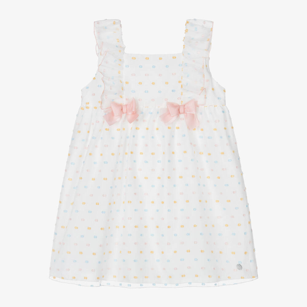 PAZ Rodríguez-Girls White Cotton Plumeti Dress | Childrensalon Outlet