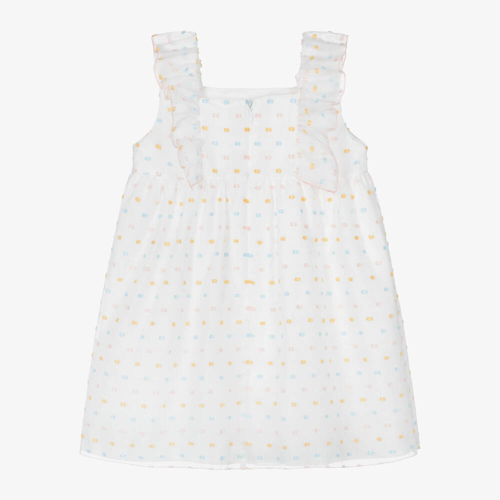 PAZ Rodríguez-Girls White Cotton Plumeti Dress | Childrensalon Outlet