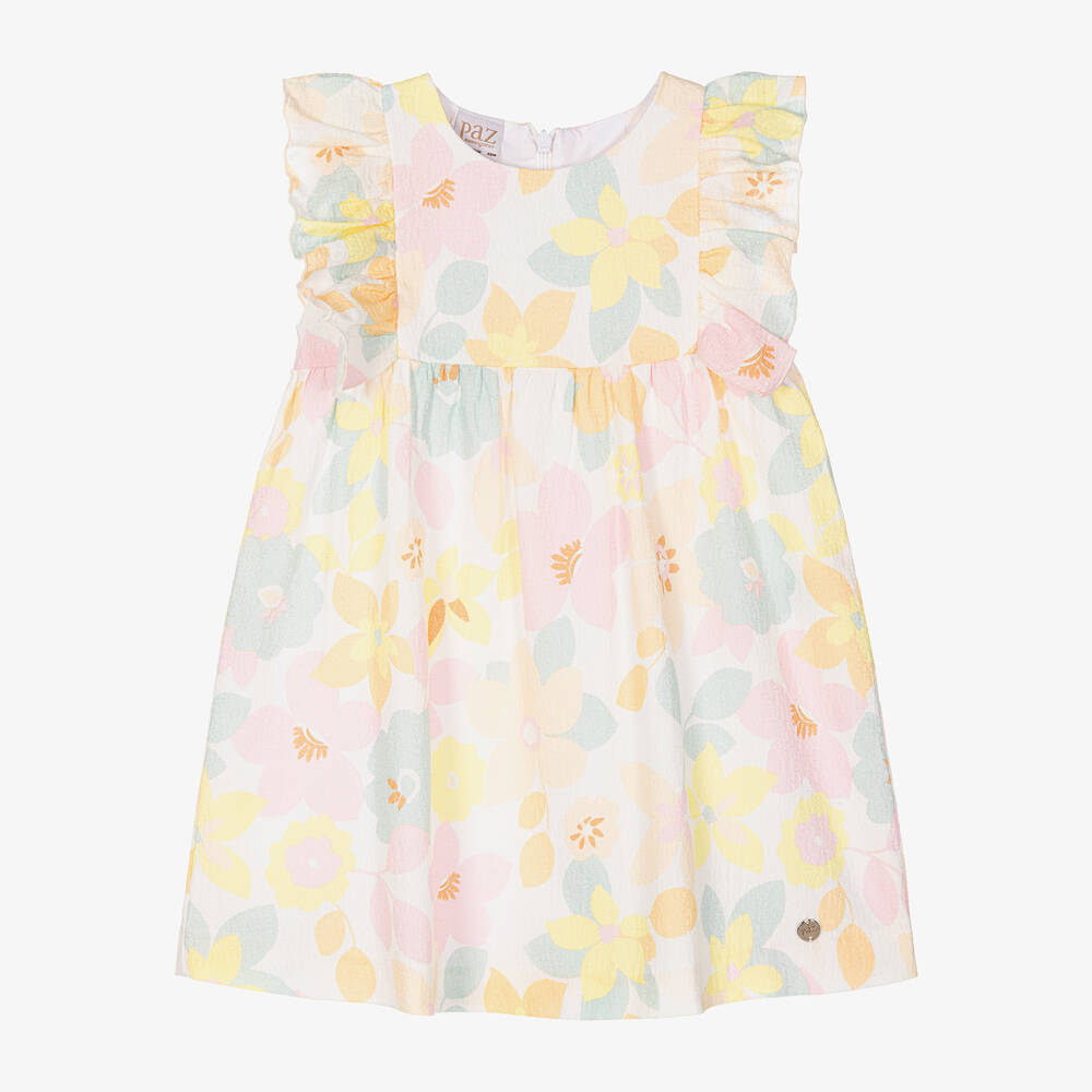 PAZ Rodríguez-Белое хлопковое платье с цветами для девочек | Childrensalon Outlet