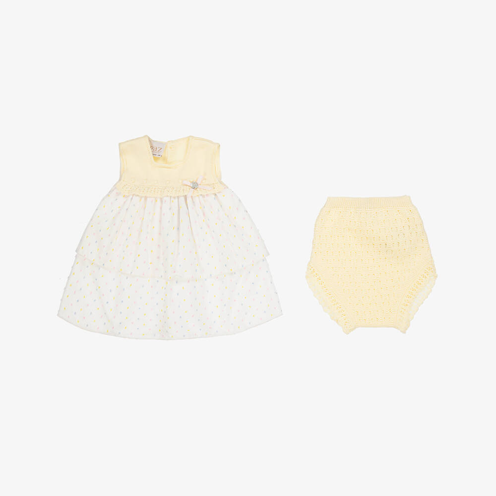PAZ Rodríguez-Girls White & Yellow Cotton Ensemble | Childrensalon Outlet