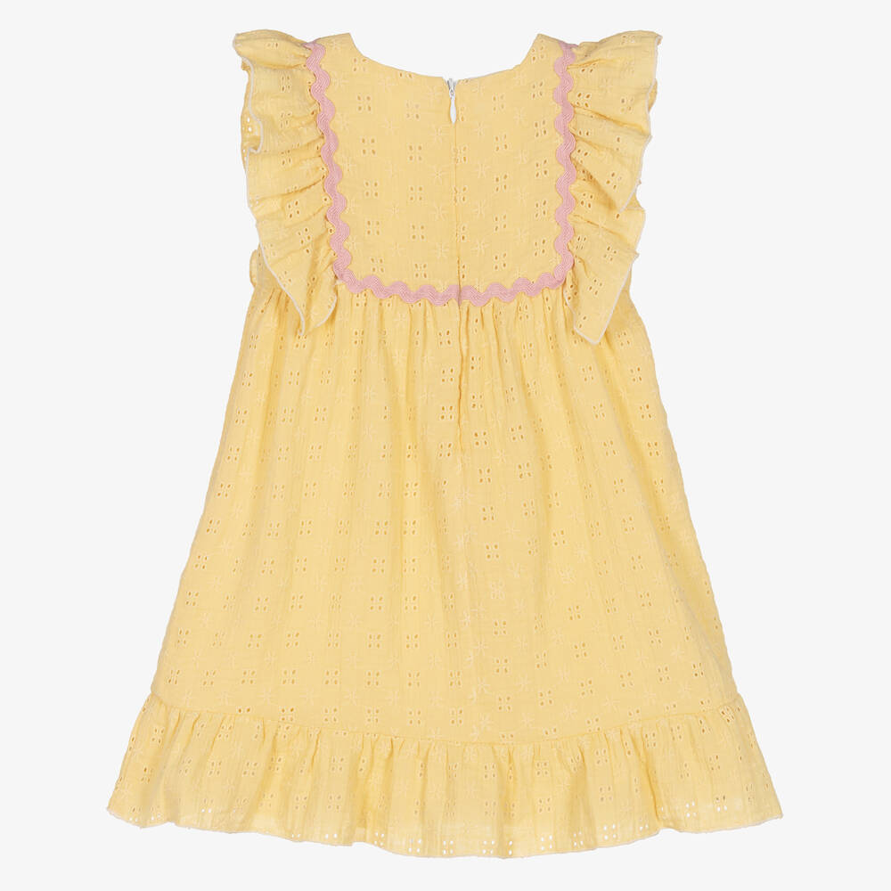 PAZ Rodríguez-Girls Yellow Broderie Anglaise Dress | Childrensalon Outlet