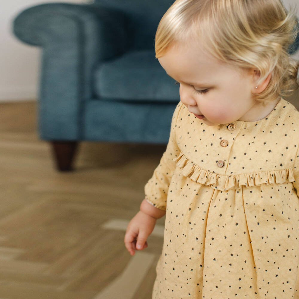 PAZ Rodríguez-Желтое хлопковое платье для девочек | Childrensalon Outlet