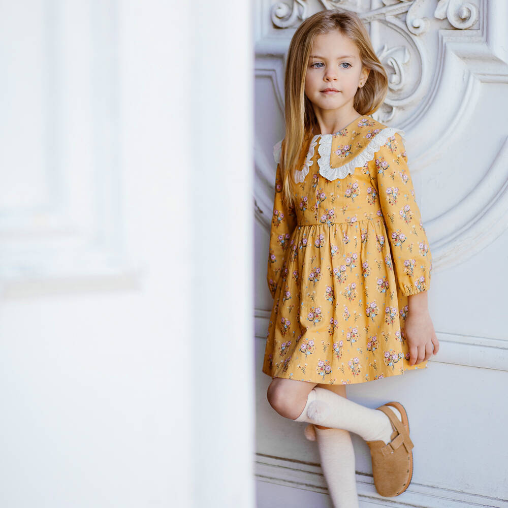 PAZ Rodríguez-Girls Yellow Cotton Floral Dress | Childrensalon Outlet