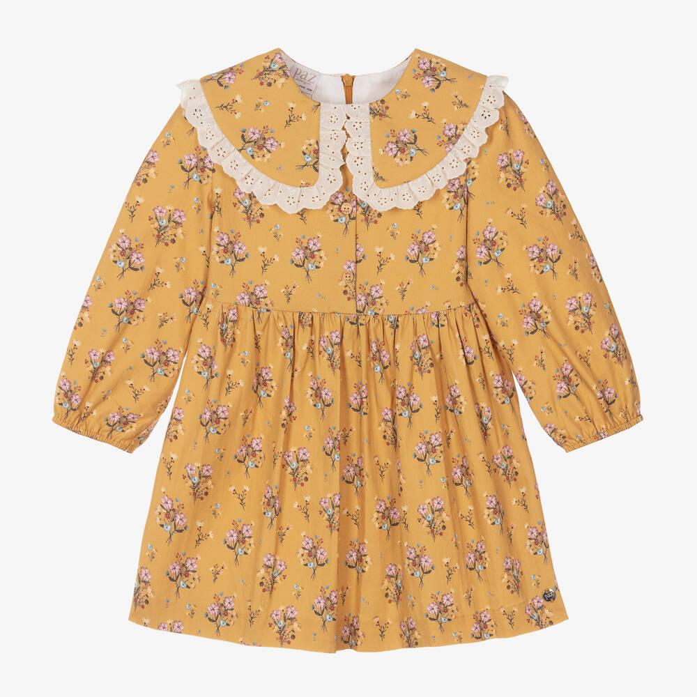 Paz Rodríguez - Girls Yellow Cotton Floral Dress | Childrensalon