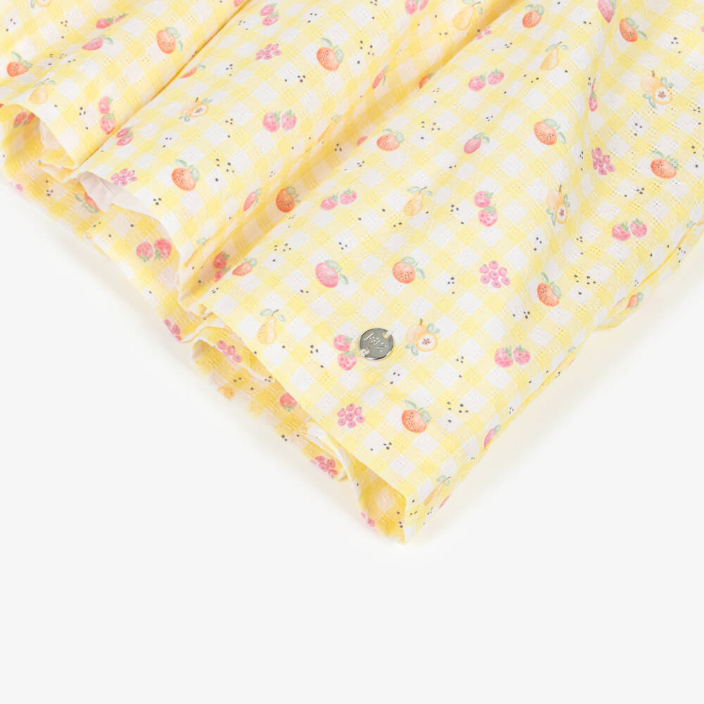 PAZ Rodríguez-Girls Yellow Gingham & Fruit Print Cotton Dress | Childrensalon Outlet