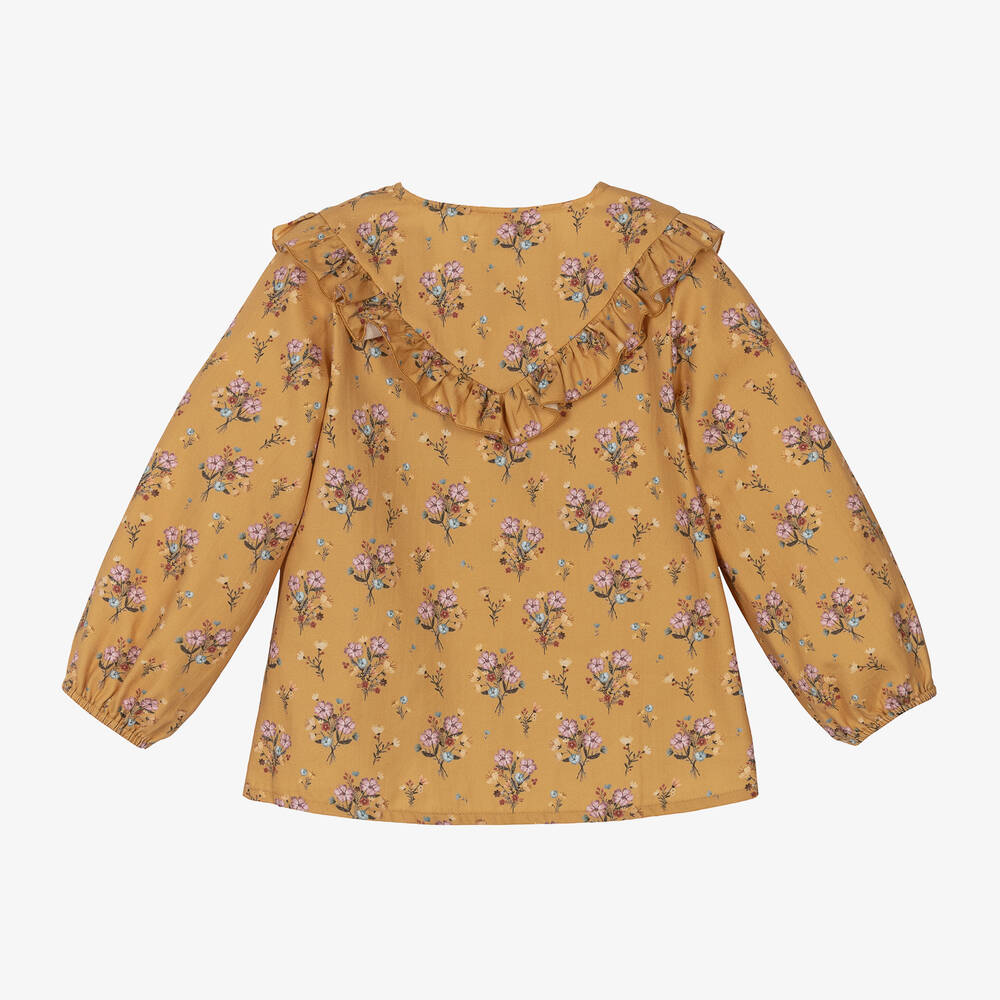 PAZ Rodríguez-Желто-розовая хлопковая блузка в цветочек | Childrensalon Outlet