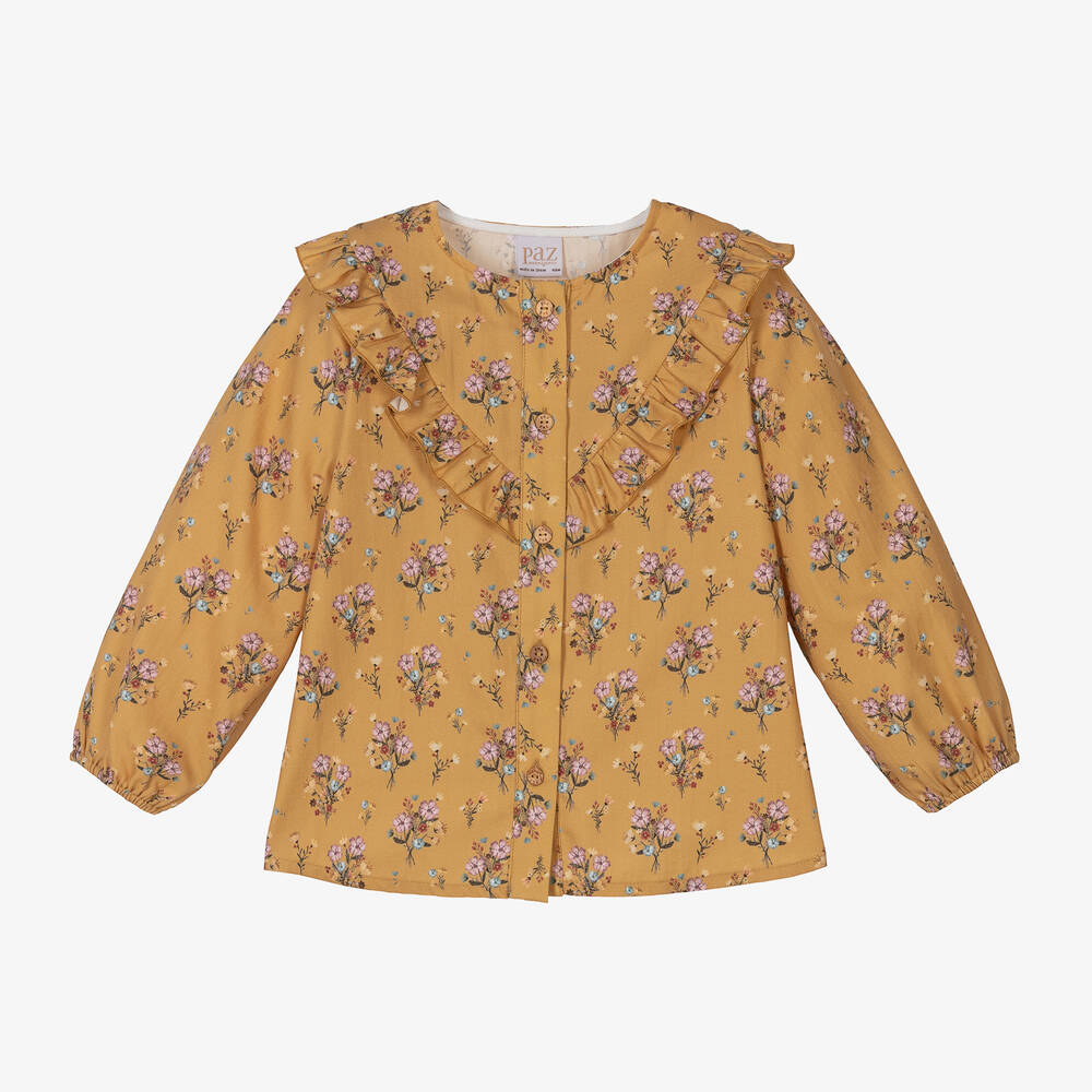 Paz Rodríguez - Желто-розовая хлопковая блузка в цветочек | Childrensalon