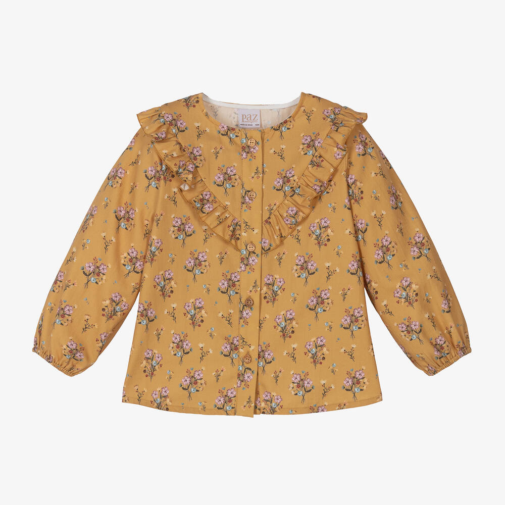 Paz Rodríguez - Girls Yellow & Pink Floral Cotton Blouse | Childrensalon