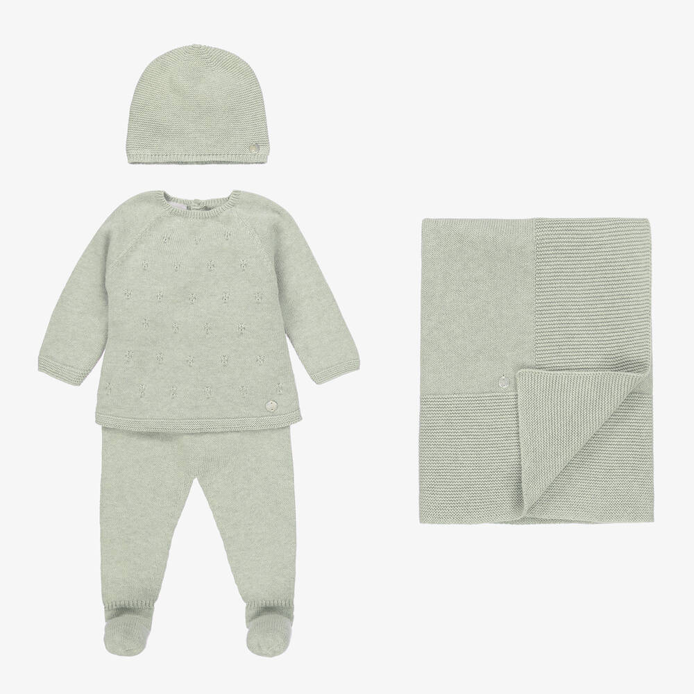 Paz Rodríguez - Green Cotton Knit Babygrow Gift Set | Childrensalon