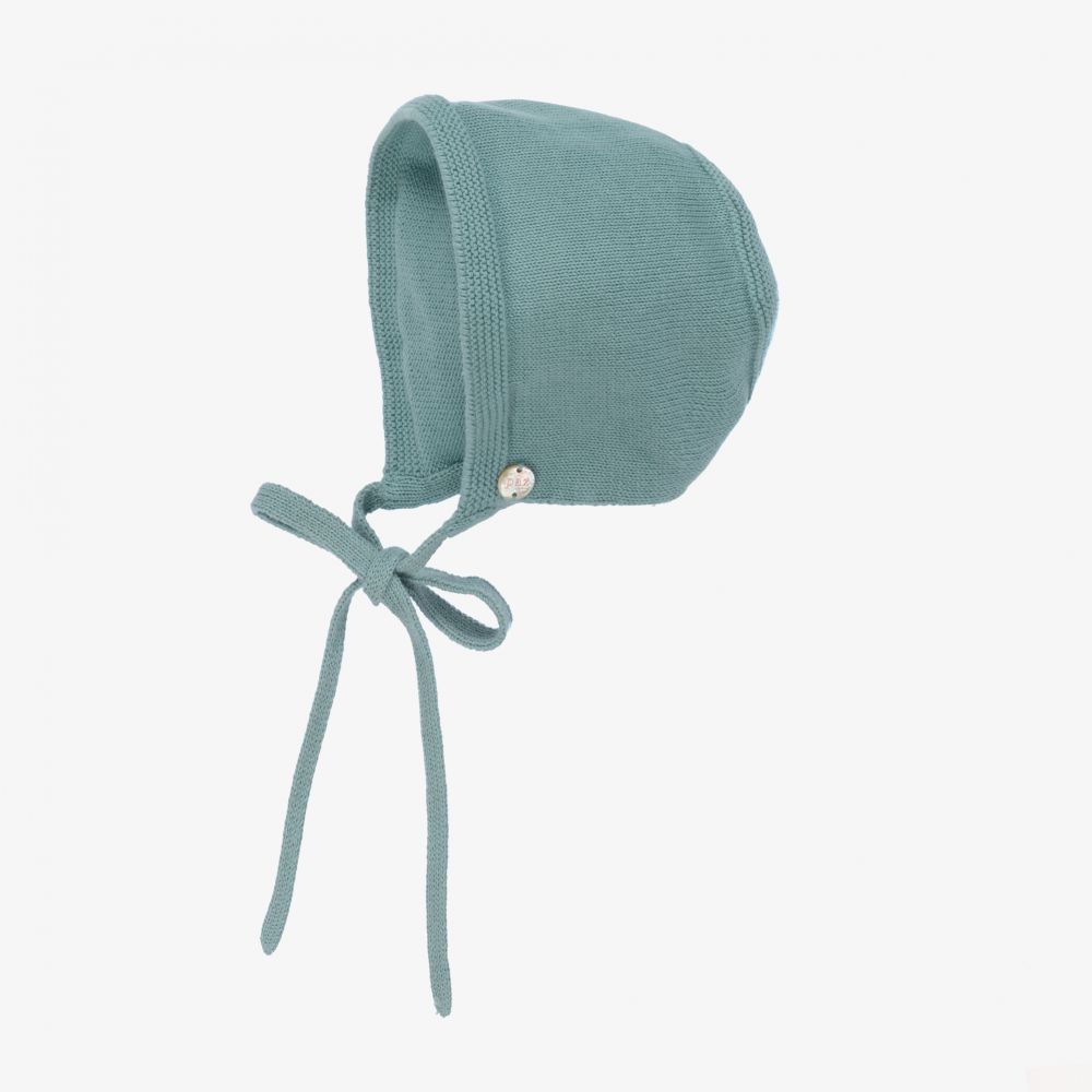 Paz Rodríguez - Green Knitted Cotton Bonnet | Childrensalon